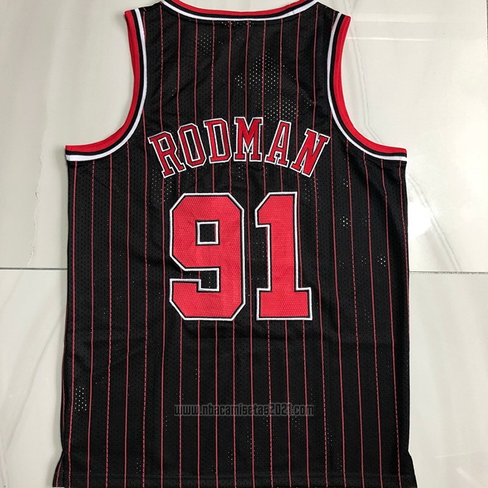 Camiseta Chicago Bulls Dennis Rodman #91 Mitchell & Ness 1996-97 Negro